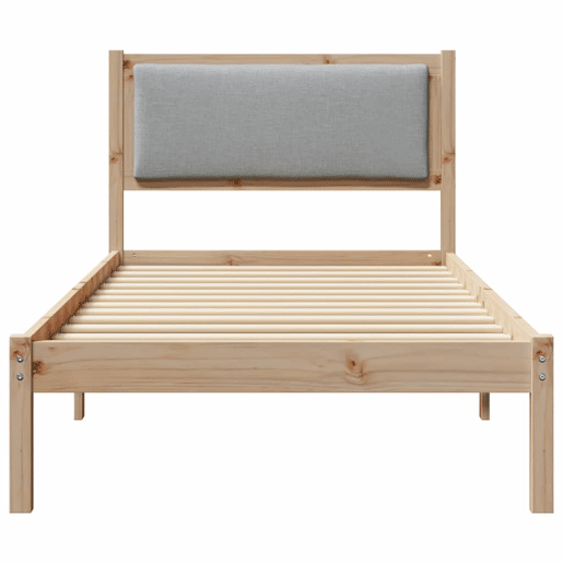 Estrutura de cama de solteiro para adultos com Cabeceira - Cinzento-claro 100 x 200 cm
