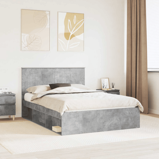 Estrutura de Cama de casal para adultos com cabeceira Concreto 140 x 200 cm