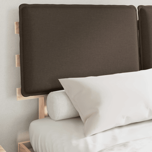 Estrutura de Cama de casal moderno com Cabeceira Estofada Cinzento-acastanhado