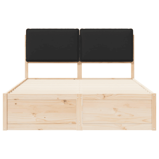 Estrutura de Cama de casal moderno com Cabeceira Estofada Preto 140 x 190 cm