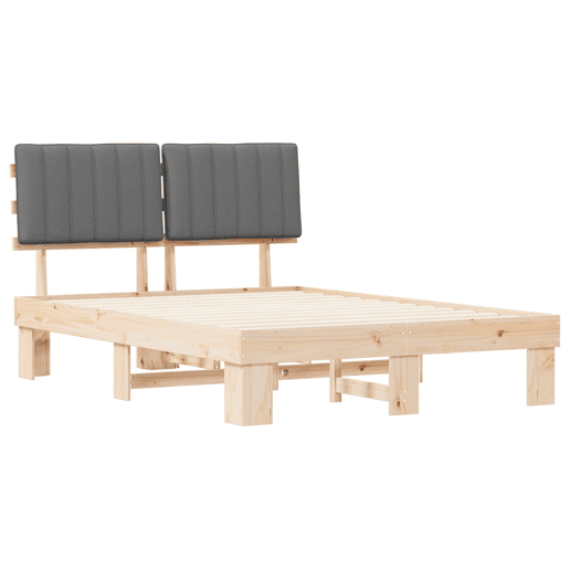 Estrutura de Cama de casal moderno com Cabeceira Estofada Cinzento-claro