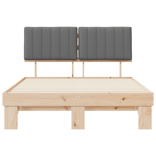 Estrutura de Cama de casal moderno com Cabeceira Estofada Cinzento-claro