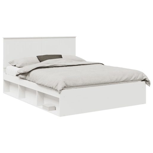 Estrutura da Cama de casal simple com cabeceira Branco 150 x 200 cm