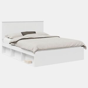 Estrutura da Cama de casal simple com cabeceira Branco 150 x 200 cm