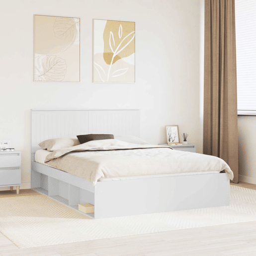 Estrutura da Cama de casal simple com cabeceira Branco 150 x 200 cm