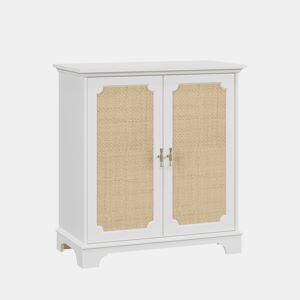 Aparador 120 cm - Portas com decoração em rattan, aparador e móvel de entrada - Branco