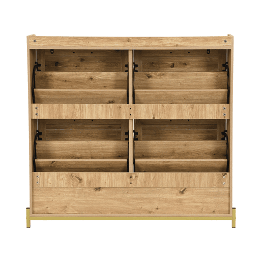 Sapateira 108,5x24x100 cm - 4 portas, estrutura metálica, organizador de sapatos - Madeira
