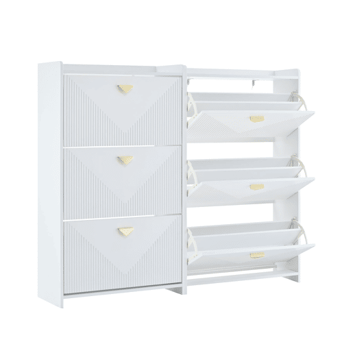Armário para sapatos 140x30x120 cm - 6 portas batentes - Branco