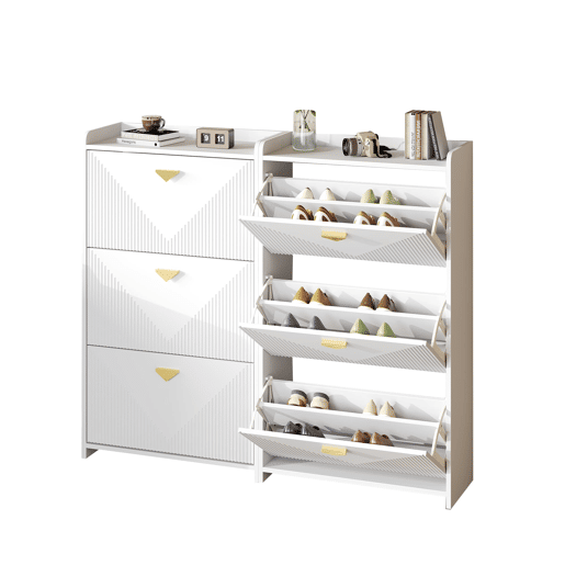 Armário para sapatos 140x30x120 cm - 6 portas batentes - Branco