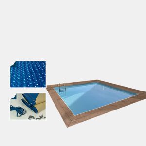 Piscina retangular de madeira Caimans - 4,10 x 3,00 x 1,24 m + capa bolha 180 µ - capa inverno 280 gm²