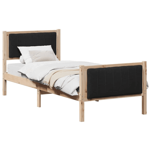 Estrutura de cama de solteiro simple com cabeceira - Castanho e preto 75 x 190 cm