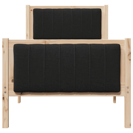 Estrutura de cama de solteiro simple com cabeceira - Castanho e preto 75 x 190 cm