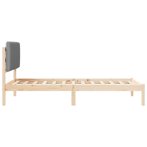 Estrutura de cama de solteiro simple com Cabeceira Estofada Cinzento-claro