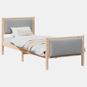 Estrutura de cama de solteiro moderno, Cinzento-claro 75 x 190 cm tecido