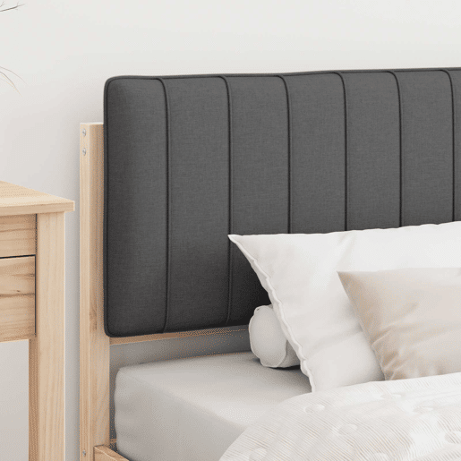 Estrutura de cama de solteiro para adultos com Cabeceira Estofada Cinza Escuro