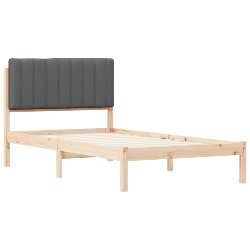 Estrutura de cama de solteiro para adultos com Cabeceira Estofada Cinza Escuro