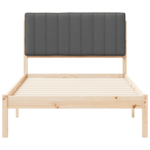 Estrutura de cama de solteiro para adultos com Cabeceira Estofada Cinza Escuro