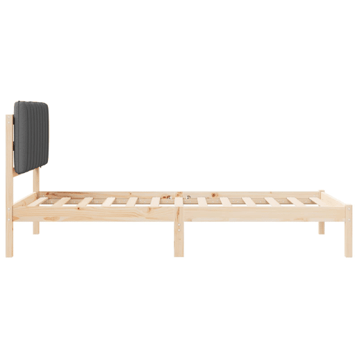 Estrutura de cama de solteiro para adultos com Cabeceira Estofada Cinza Escuro