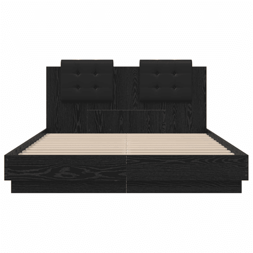 Estrutura de Cama de casal moderno com Cabeceira Madeira Antiga 140 x 200 cm