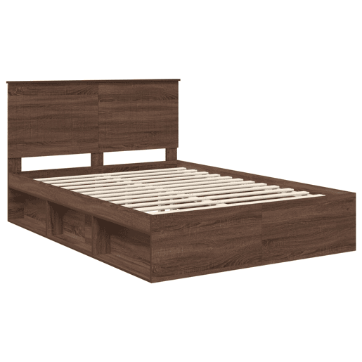 Estrutura da Cama de casal moderno com cabeceira Carvalho Marrom 140 x 200 cm