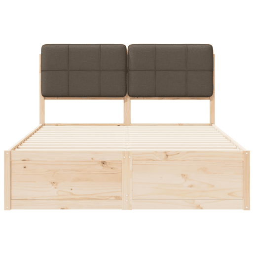 Estrutura de Cama de casal moderno com Cabeceira Estofada Cinzento-acastanhado