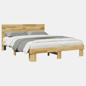 Estrutura Cama de casal para adultos cabeceira sem colchão 135x190 cm maciça carvalho