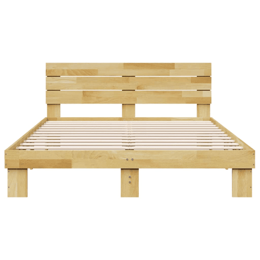 Estrutura Cama de casal para adultos cabeceira sem colchão 135x190 cm maciça carvalho