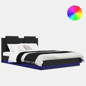 Estrutura de Cama de casal para adultos com Cabeceira Carvalho Preto 140 x 200 cm