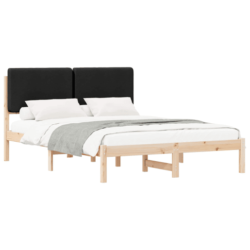 Estrutura de Cama de casal moderno com Cabeceira Estofada Preto 140 x 190 cm