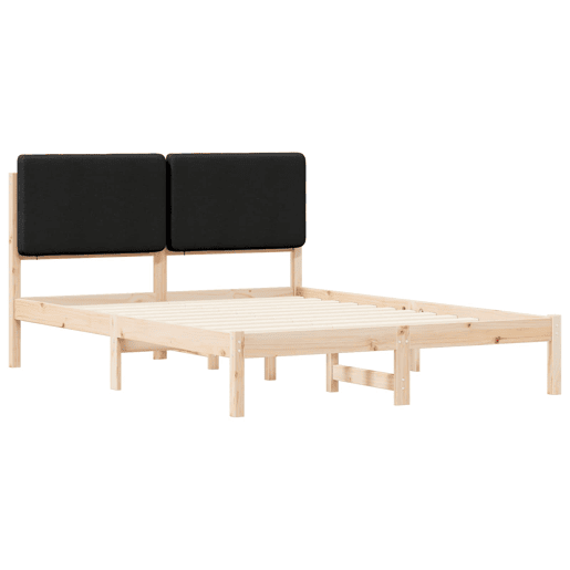 Estrutura de Cama de casal moderno com Cabeceira Estofada Preto 140 x 190 cm