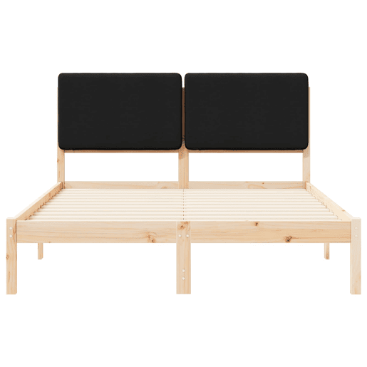 Estrutura de Cama de casal moderno com Cabeceira Estofada Preto 140 x 190 cm