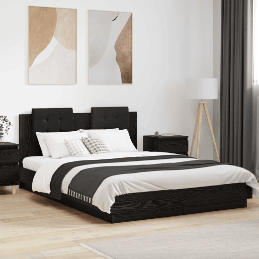 Estrutura de Cama de casal para adultos com Cabeceira Carvalho Artesanal 140 x 200 cm