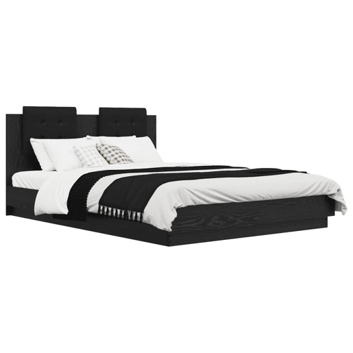 Estrutura de Cama de casal para adultos com Cabeceira Carvalho Artesanal 140 x 200 cm
