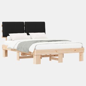 Estrutura de Cama de casal moderno com Cabeceira Estofada Preto 140 x 200 cm