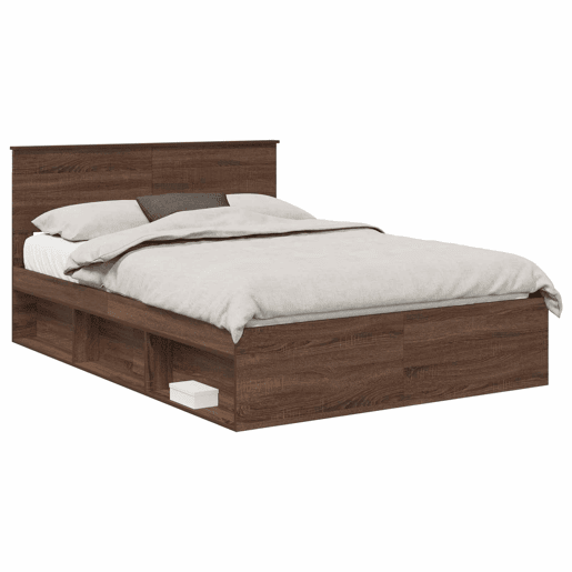 Estrutura da Cama de casal moderno com cabeceira Carvalho Marrom 140 x 200 cm