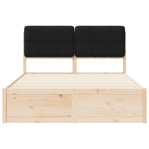 Estrutura de Cama de casal moderno com Cabeceira Estofada Preto 135 x 190 cm