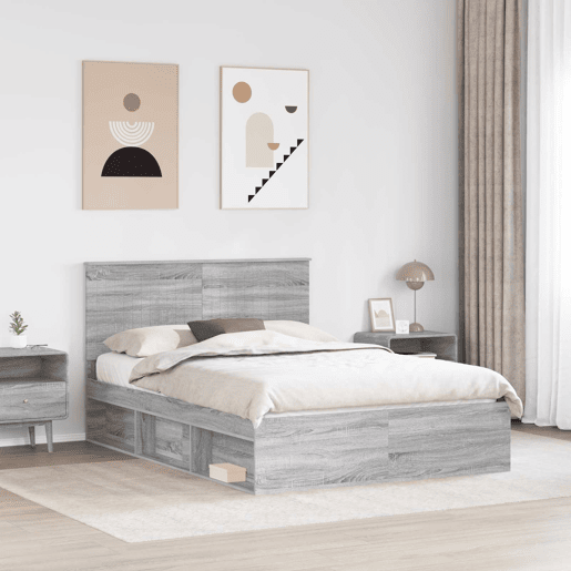 Estrutura da Cama de casal simple com cabeceira Cinza Sonoma 140 x 200 cm