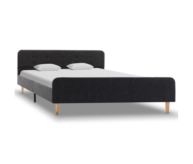 Estructura de cama doble matrimonial de arpillera gris oscuro 140x200 cm