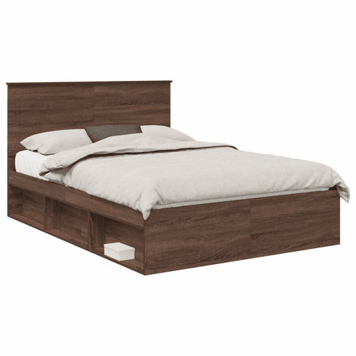 Estrutura da Cama de casal moderno com cabeceira Carvalho Marrom 140 x 200 cm