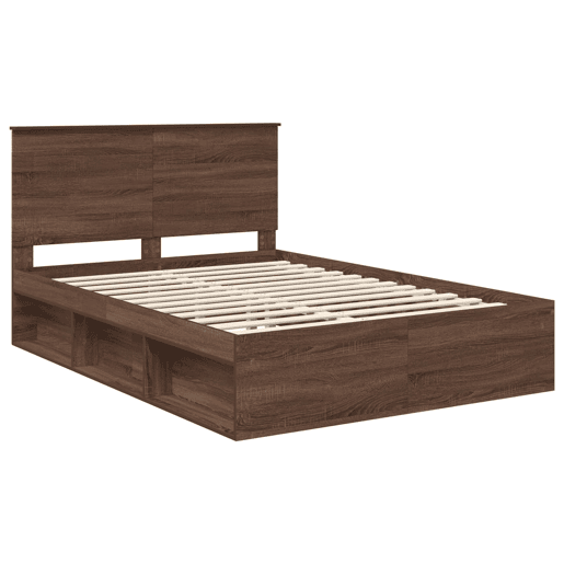 Estrutura da Cama de casal moderno com cabeceira Carvalho Marrom 140 x 200 cm
