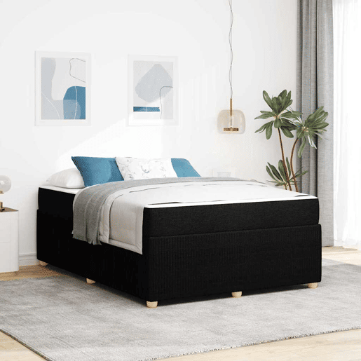 Estrutura da Cama de casal moderno com colchão Preto 140 x 200 cm tecido