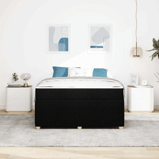 Estrutura da Cama de casal moderno com colchão Preto 140 x 200 cm tecido