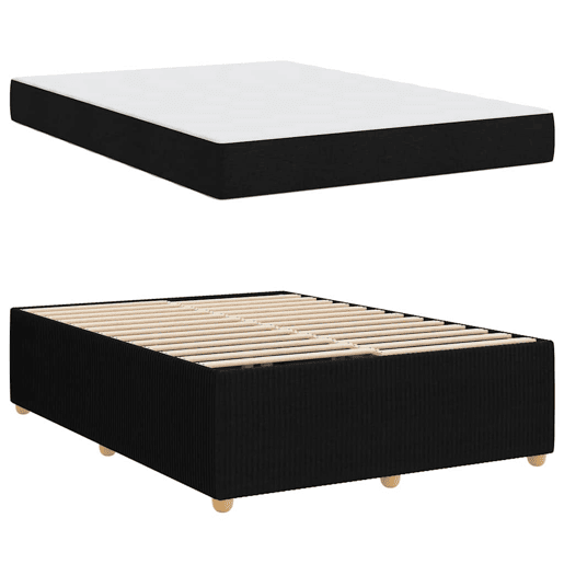 Estrutura da Cama de casal moderno com colchão Preto 140 x 200 cm tecido
