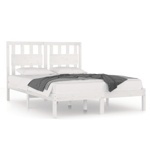 Estrutura De Cama De Casal Simple - 140x190 cm madeira de pinho maciça branco Estrutura De Cama De Casal Simple - 140x190 cm madeira de pinho maciça branco