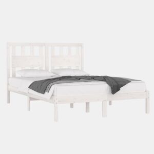 Estrutura De Cama De Casal Simple - 140x190 cm madeira de pinho maciça branco