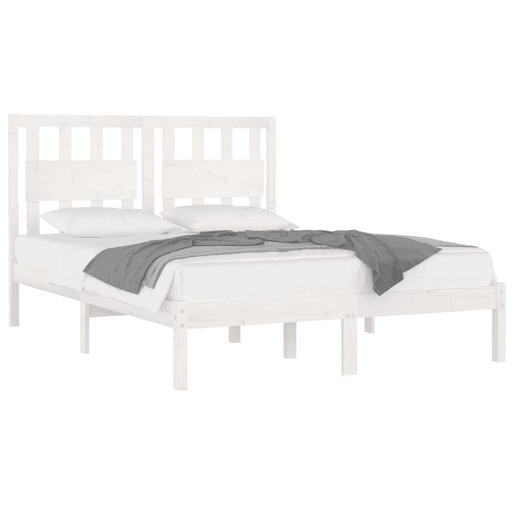 Estrutura De Cama De Casal Simple - 140x190 cm madeira de pinho maciça branco Estrutura De Cama De Casal Simple - 140x190 cm madeira de pinho maciça branco