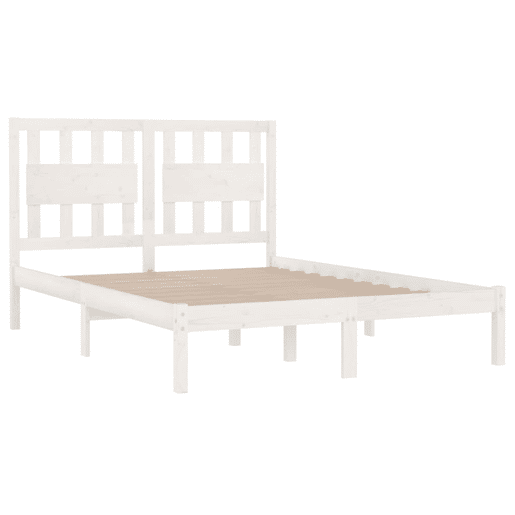 Estrutura De Cama De Casal Simple - 140x190 cm madeira de pinho maciça branco Estrutura De Cama De Casal Simple - 140x190 cm madeira de pinho maciça branco