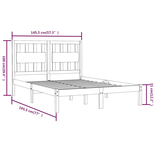 Estrutura De Cama De Casal Simple - 140x190 cm madeira de pinho maciça branco Estrutura De Cama De Casal Simple - 140x190 cm madeira de pinho maciça branco