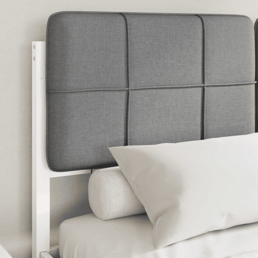 Estrutura de Cama de casal moderno com Cabeceira Estofada Cinzento-claro