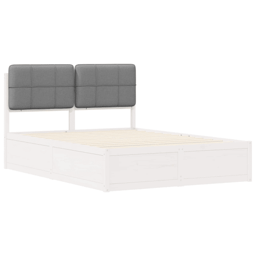 Estrutura de Cama de casal moderno com Cabeceira Estofada Cinzento-claro